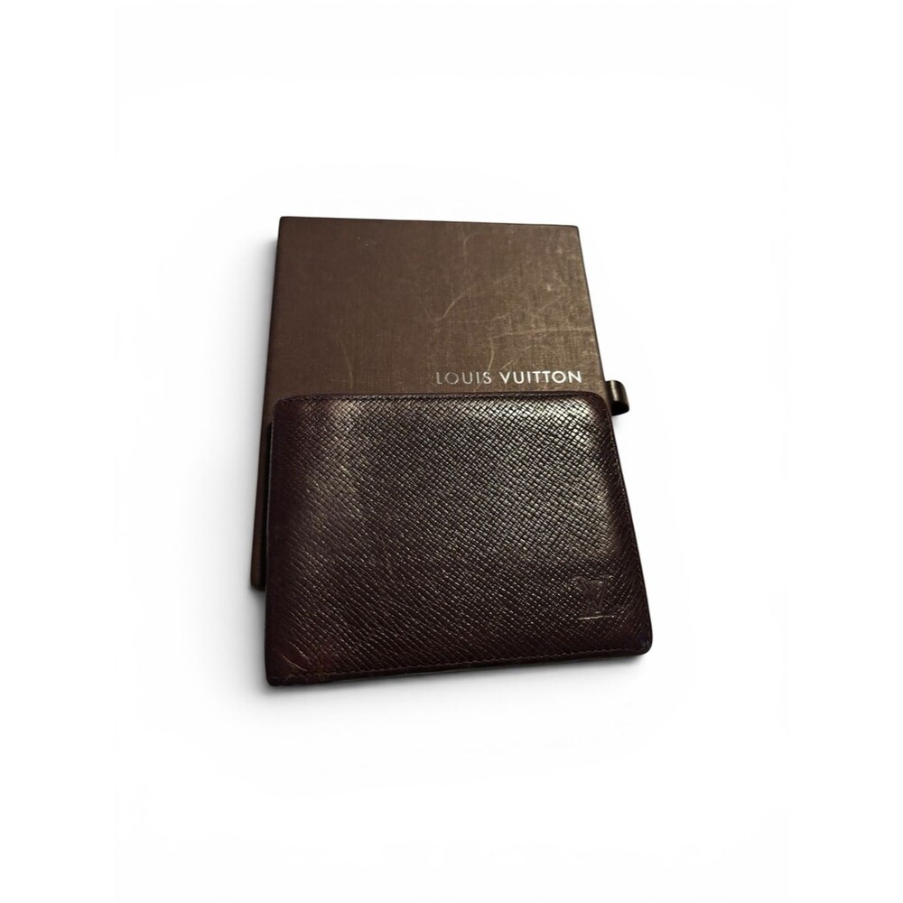 Louis Vuitton Dark Brown Textured Leather Bi-Fold Wallet